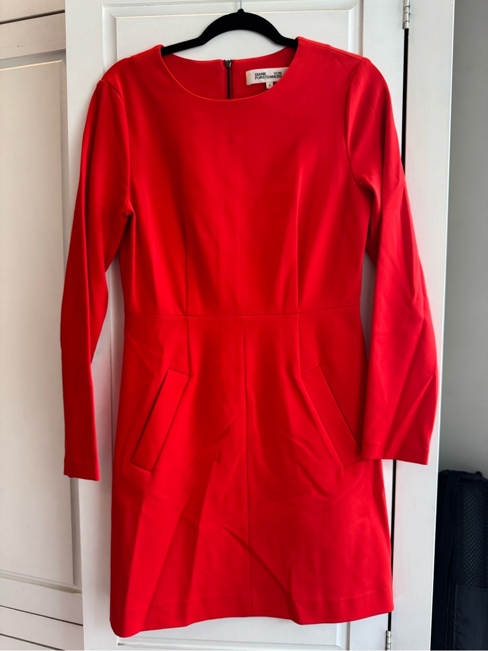 Diane Von Furstenberg Bold Red Long-Sleeve Shift Dress
